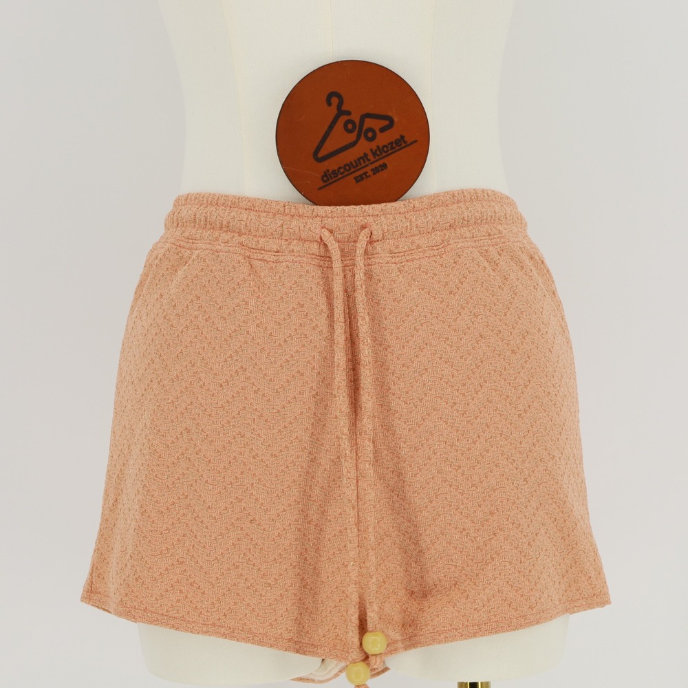 Peony Peach Metallic Swim Shorts Cover‎ Up Wooden Beads Large AU12 NWOT Beach